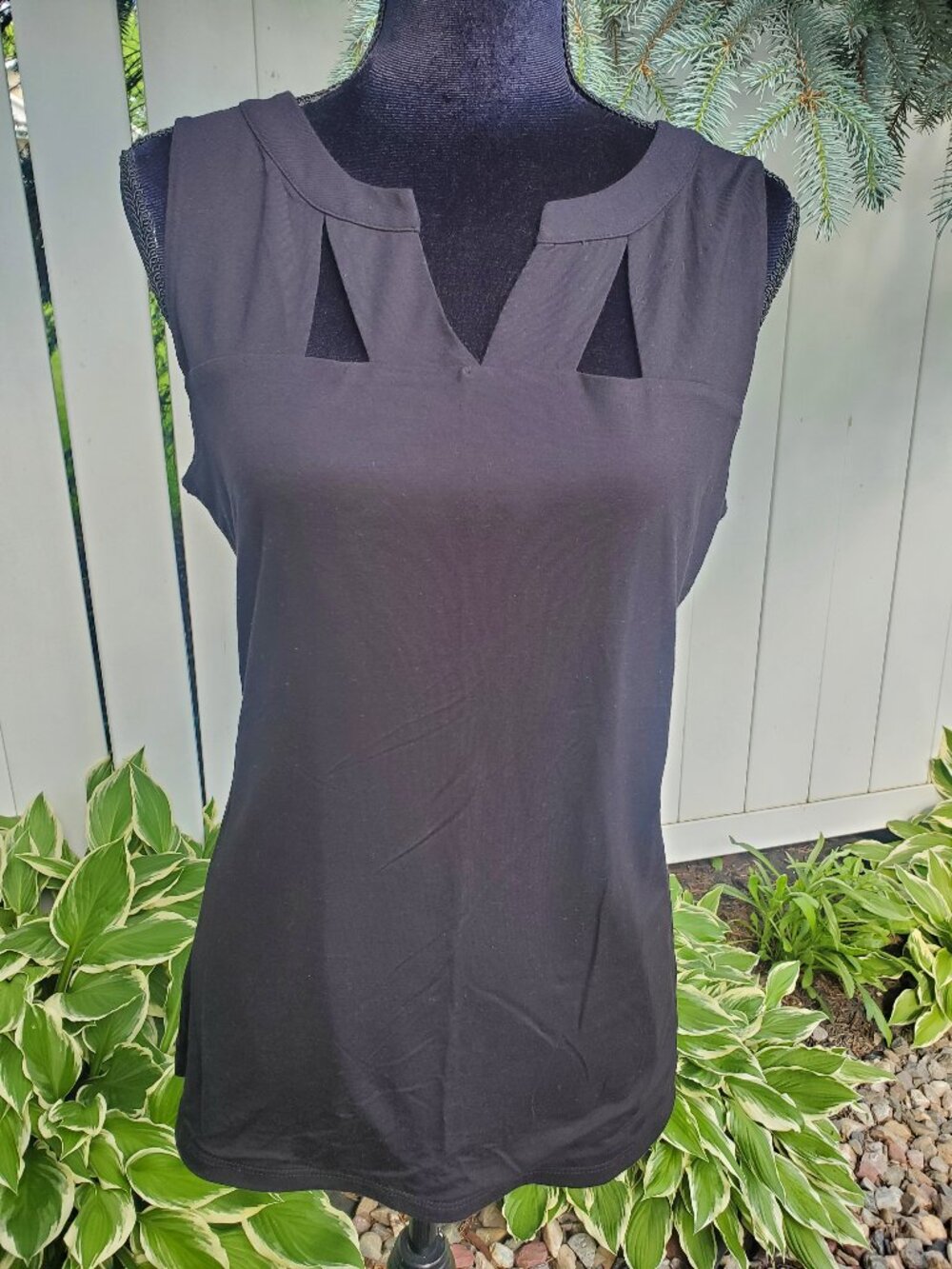 INC Sleeveless Top with Cutout Detail at Neck - Size L